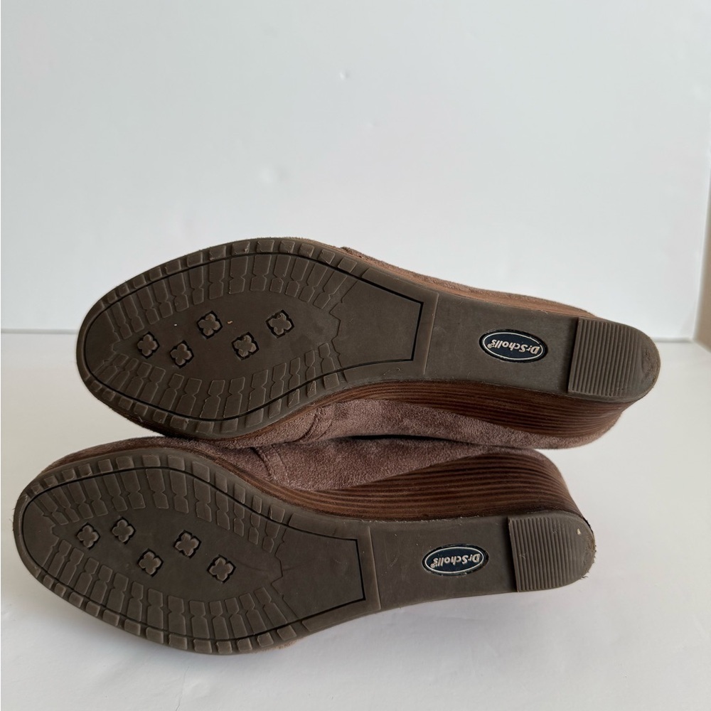 Dr. Scholl’s Dakota Taupe Brown Suede Ankle Booties with Wedge Heel Lace-Up - Picture 6 of 10